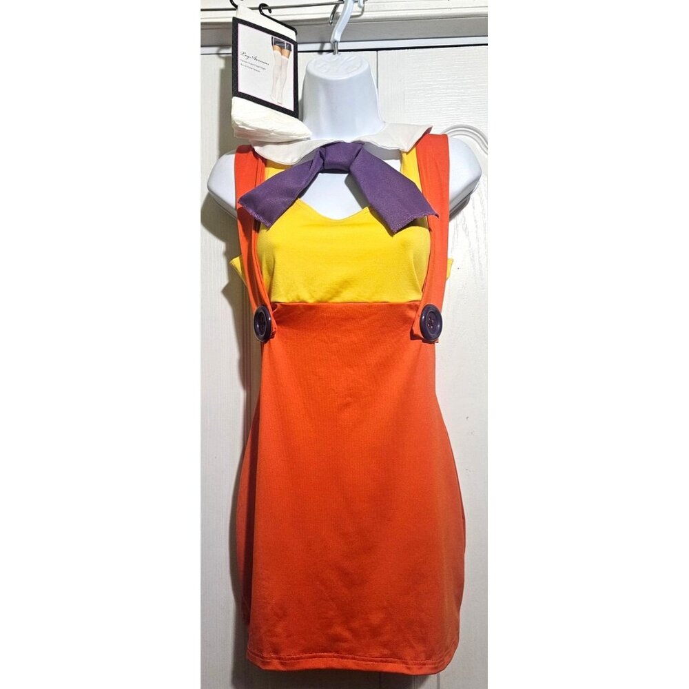 Squid Game Doll Young-hee Costume Sexy Orange Jumper Dress Tweedle Dee Dum Adult